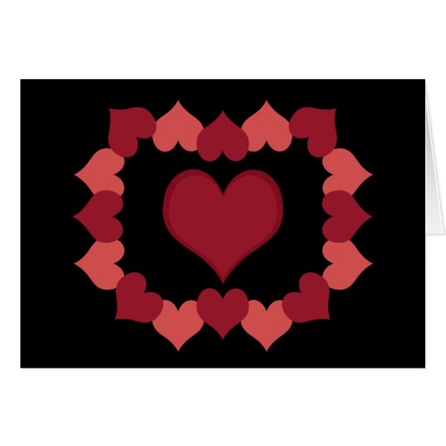 Coeurs sur la carte noire (Devant horizontal)