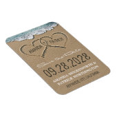 Coeurs sur la plage de sable Magnet Réservez la da (Côté Droit)