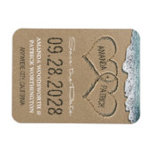 Coeurs sur la plage de sable Magnet Réservez la da (Horizontal)