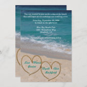 Coeurs sur la plage Mariage Invitation (Devant / Derrière)