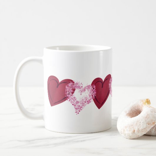 Coeurs sur les coeurs Mug (Avec donut)