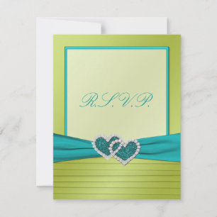 Coeurs sur Plis de citron vert avec carte R.S.V.P.