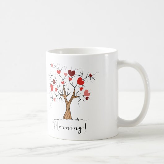 Coeurs sur un arbre Bonne Mug matinale (Droite)