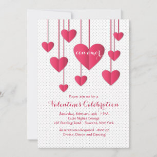 Coeurs Sur Une Invitation À Chaîne De Con Amor