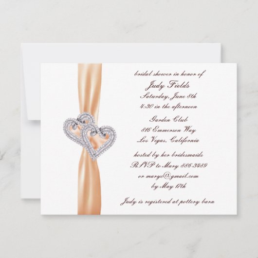 Coeurs Tangerine Personnalisés Invitation à la dou (Devant)