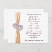 Coeurs Tangerine Personnalisés Invitation à la dou (Devant / Derrière)