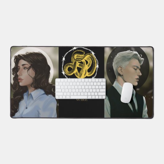 Coeurs Tenus Par Câble Barbelé Ordinateur Mat (Clavier et souris)
