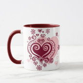 Coeurs tourbillonnants et tasse de fleurs (Gauche)