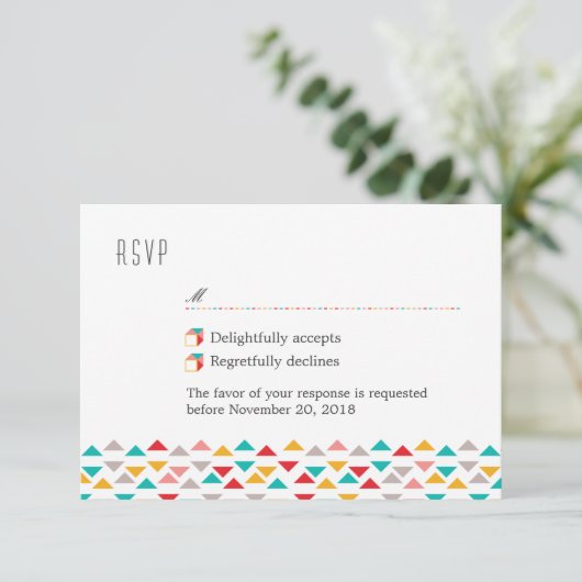 Coeurs triangles géométriques colorés RSVP (Debout devant)