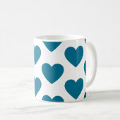 Coeurs turquoises amusant tasse de café blanc (Devant droit)