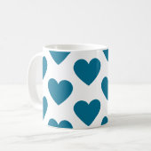 Coeurs turquoises amusant tasse de café blanc (Devant gauche)