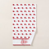 Coeurs Valentin blanc et rouge AMOUR (Serviette à main)