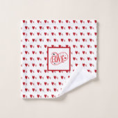 Coeurs Valentin blanc et rouge AMOUR (Gant de toilette)