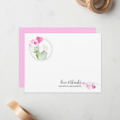 Coeurs Valentines Jour Carte de remerciements Cact (Devant/Arrière en situation)