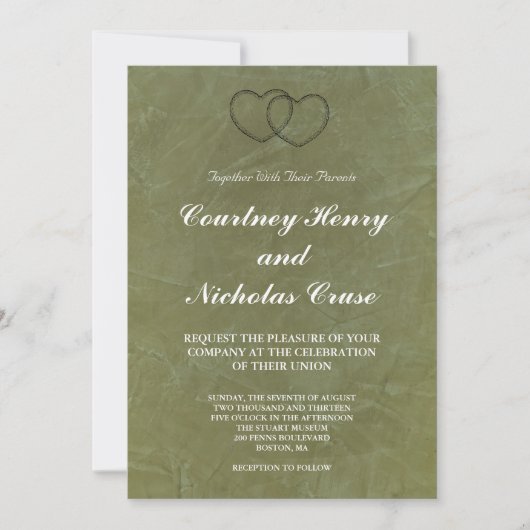 Coeurs verts toscans Invitations de mariage (Devant)
