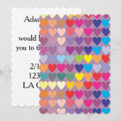 coeurs violets invitation de mariage arc-en-ciel (Devant / Derrière)