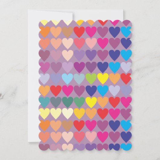 coeurs violets invitation de mariage arc-en-ciel (Devant)