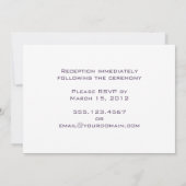 Cœurs violets sur invitation de mariage à rayures  (Dos)