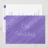 Cœurs violets sur invitation de mariage violet fon (Devant / Derrière)