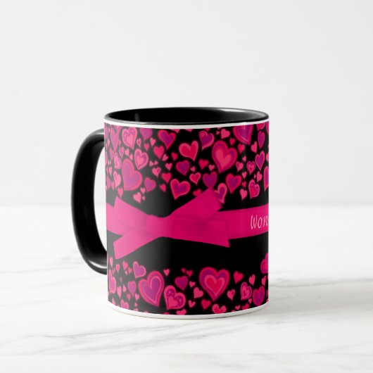 Coeurs "Wonderful Wife x" rouge rose noir mug (Devant gauche)