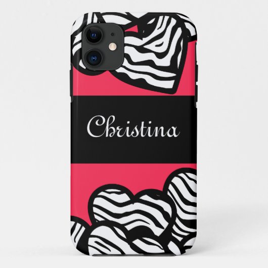 Coeurs Zebra iPhone 5 Coque (Dos)