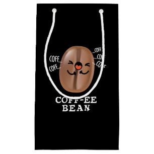 Coff-ee Funny Coughing Coffee Bean Pun Dark BG Klein Cadeauzakje