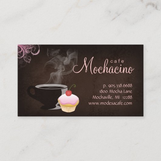 Coffe Club Carte de visite avec muffin rose (Devant)