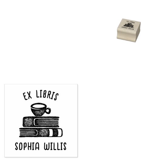  Coffe Custom Book Ex Libris Library Rubberstempel (Gestempeld)
