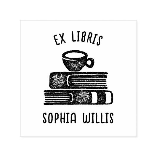  Coffe Custom Book Ex Libris Library Zelfinktende Stempel (Design)