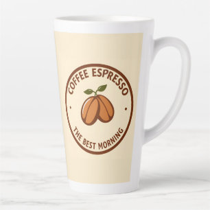 Coffe Espresso Label Met Ochtend-Thematisch Ontwer Latte Mok