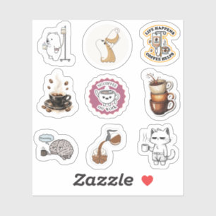 Coffe Humor Cartoon Sticker Vel