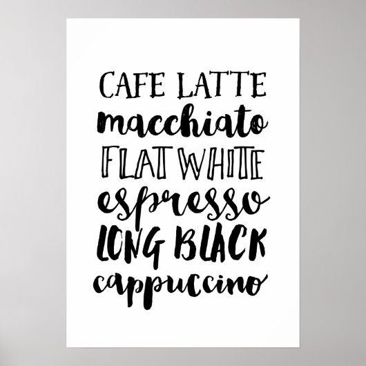 Coffe Lover zwart & wit typografie poster print (Voorkant)
