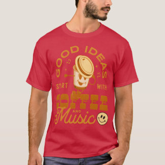 Coffe Muziek Cartoon Grappige Koffieliefhebbers Ci T-shirt
