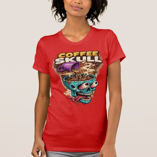 Coffe Schedel Dames T-Shirt (Voorkant)