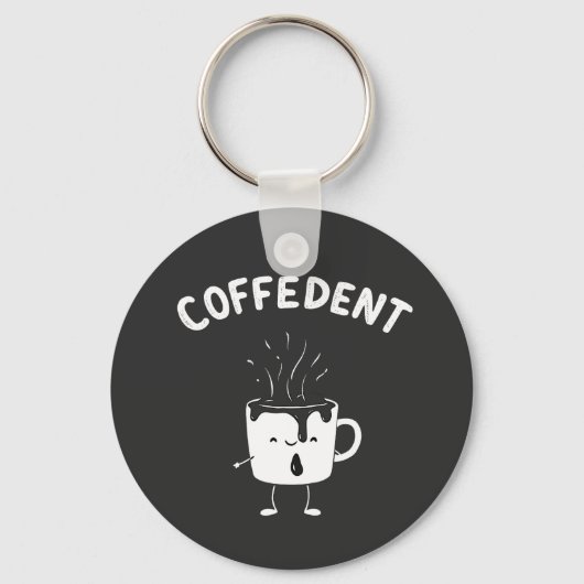 Coffedent Grappige Kawaii Cafeïne Beker Liefhebber Sleutelhanger (Voorkant)