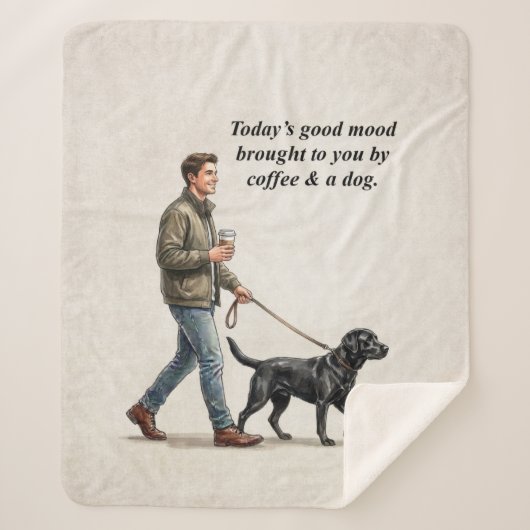 Coffee & a Black Lab Cozy Day Sherpa Deken (Voorkant)