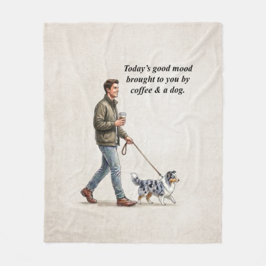 Coffee & a Blue Merle Sheltie Make Today Better Fleece Deken (Voorkant)