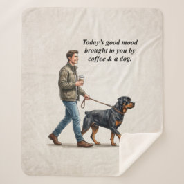 Coffee & a Rottweiler Cozy Day Sherpa Deken