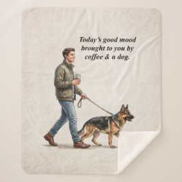 Coffee & a Shepherd Cozy Day Sherpa Deken