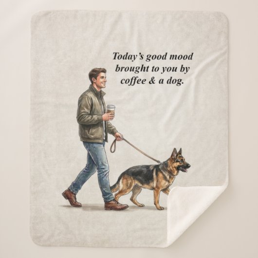 Coffee & a Shepherd Cozy Day Sherpa Deken (Voorkant)