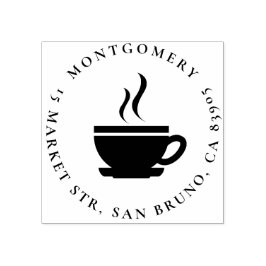 Coffee | Aangepaste familienaam & Rond Terugkeerad Rubberstempel