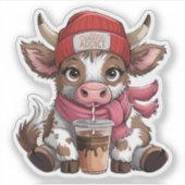 Coffee Addict Cow Sticker (Voorkant)