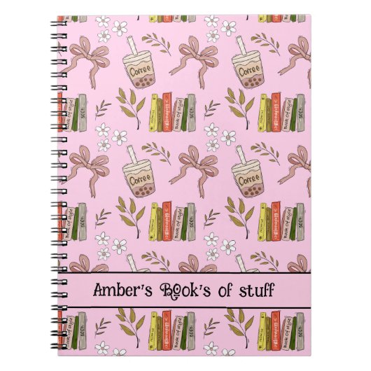 Coffee and Books Pattern Notebook | Cozy Reader  Notitieboek (Voorkant)