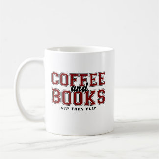 Coffee and Books Sip Then Flip Bookworm Maroon Koffiemok