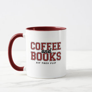 Coffee and Books Sip Then Flip Bookworm Maroon Mok