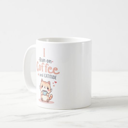 Coffee and Cattitude Funny Cat Mug (Devant gauche)