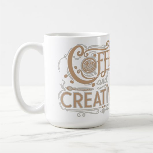 Coffee and Creativity Typography Koffiemok (Links)