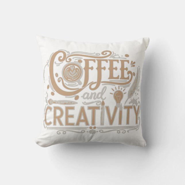 Coffee and Creativity Typography Kussen (Voorkant)