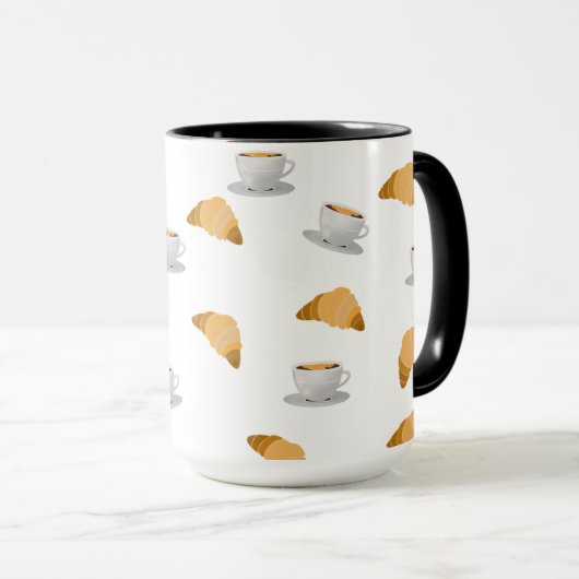 Coffee and Croissant Pattern Mug Mok (Voorkant rechts)