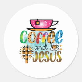 Coffee Art Cofee And Jesus Ronde Sticker